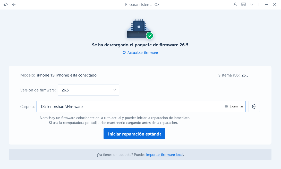 Descarga el paquete de firmware 
