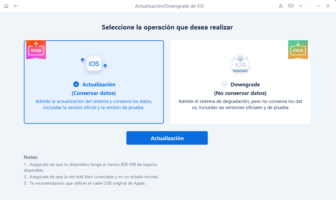 actualización con Reiboot 
